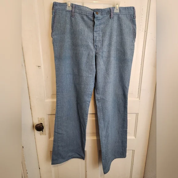 Vintage 70s Scarecrow Brand Lightweight Denim Pants With Red Stitching 37x31